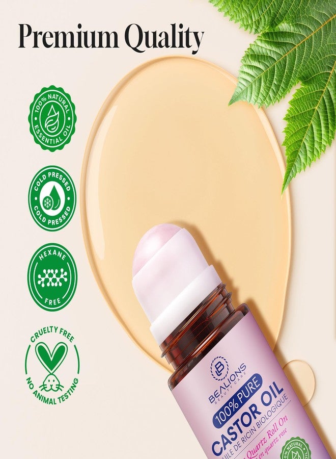 Bealions Castor Oil Roll On for Face: Castor Oil with Rose Quartz Roller for Massage - Deep Hydration Skin Moisturizer - Birthday Valentine Gifts for Women 35-65 (1.7 FL. OZ.) - Image 2